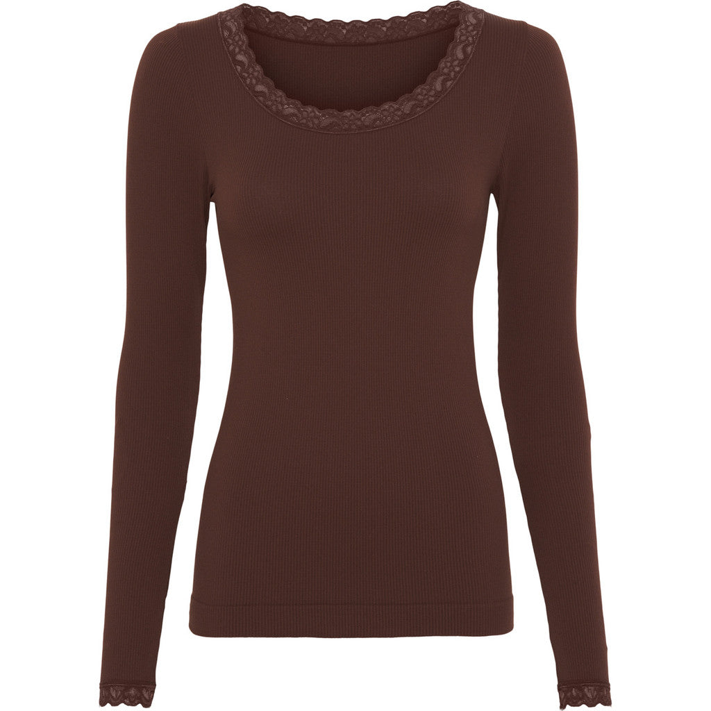 Tim & Simonsen Frida top met lange mouw en kant | Microfiber