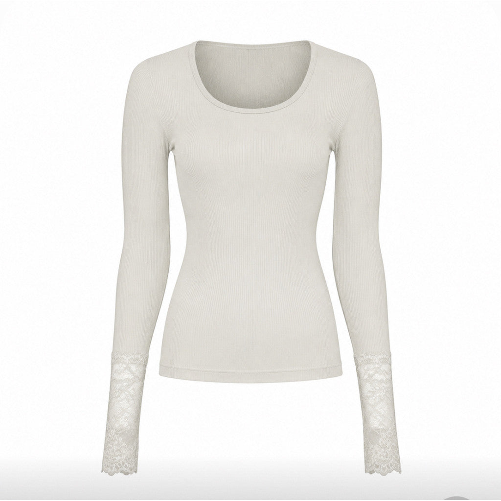Tim & Simonsen Mary-blouse-Costina-rib-kant LS | Microfiber